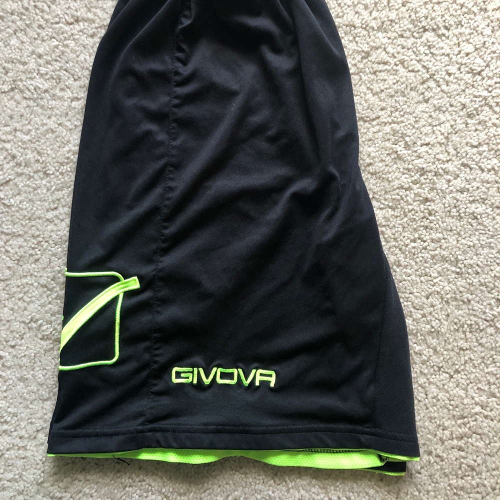 Black and Neon Yellow Givova Athletic Shorts